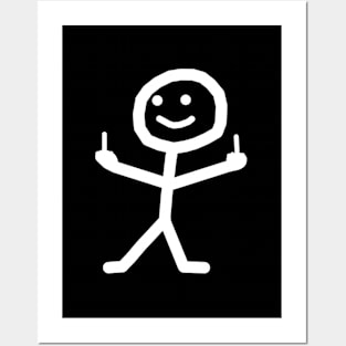 Stick Figure With Middle Finger Posters and Art